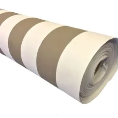 Kunstleer marine taupe stripe 140 cm breed